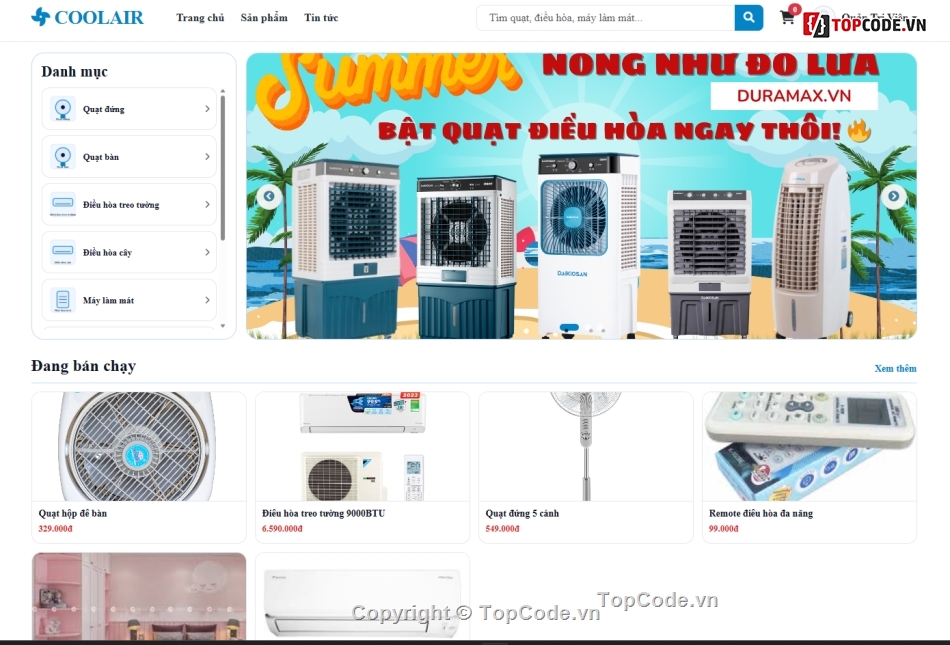 web bán quạt,bán web,điều hòa